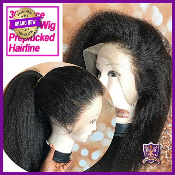 Glueless Human Hair Wig HD Lace 16 Inch Yaki Kinky Straight 150% Density main image 4